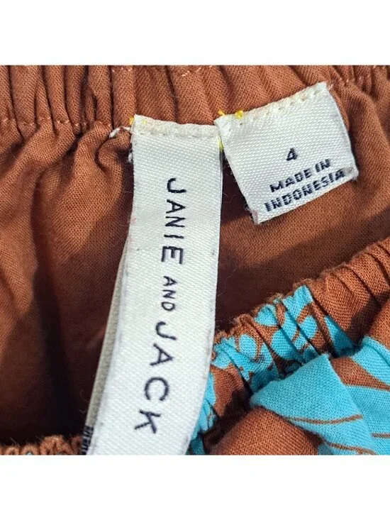 Janie and Jack Girl's 4 Tropical Print 2-Piece Cold Shoulder Pants Set - Picture 2 of 8